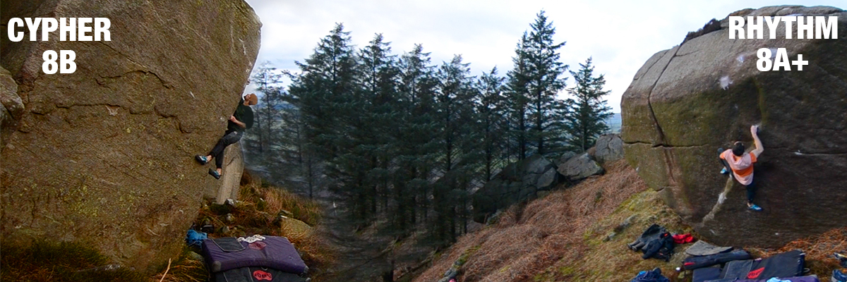 Rhythm (8a+) and Cypher (8b) - by David Mason