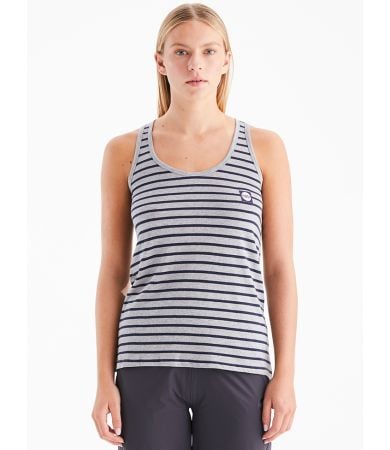 Women's Striped Vest Grey Charcoal/Orange - Front
