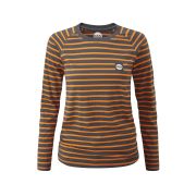 Women's Striped Long Sleeve Charcoal/Orange - Front