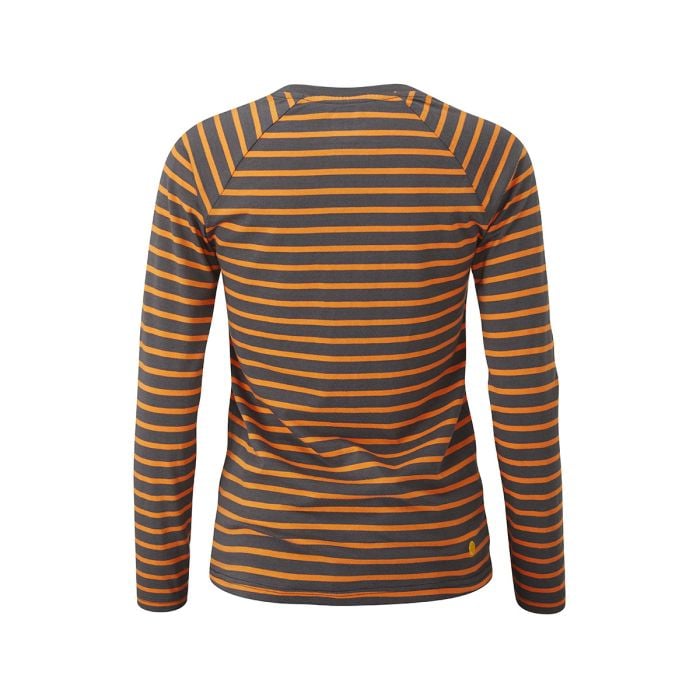 Women's Striped Long Sleeve Charcoal/Orange - Back