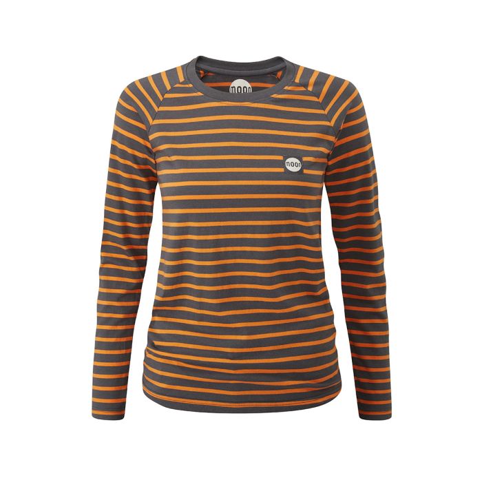 Women's Striped Long Sleeve Charcoal/Orange - Front